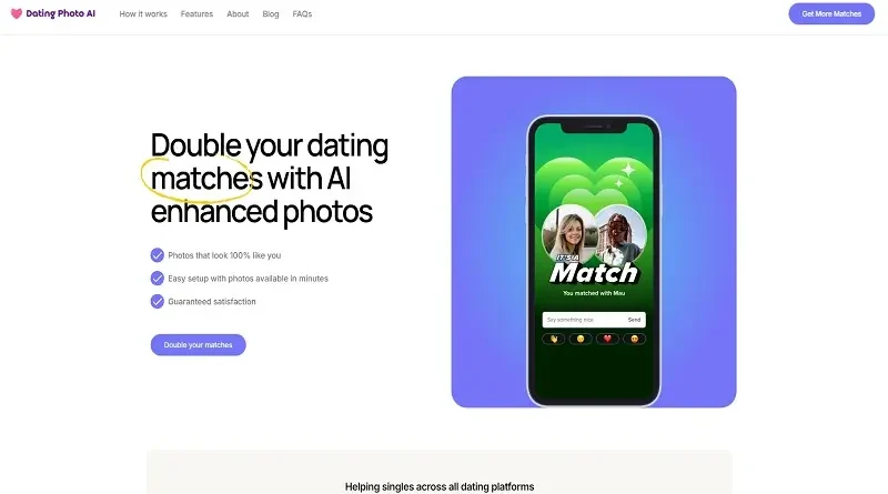 Dating Photo AI：交友网站个人资料照片生成器