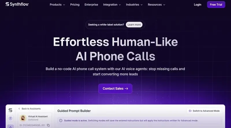 Synthflow AI: Assistente de som humano com inteligência artificial